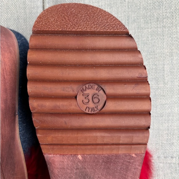 Yoshiko Powell Denim Clogs with real Fur - Picture 5 of 7